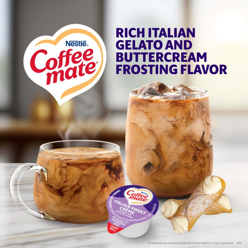 Coffee Mate Nestle Coffee mate Coffee Creamer, Italian Sweet Creme, Liquid Creamer Singles, Non Dairy, No Refrigeration, 0.375 fl oz Tubs (Pack of 180) - Image 2